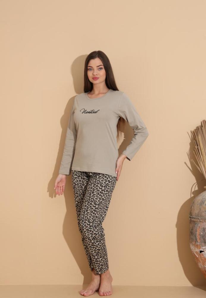 Pijama Dama „Mantical" ,Pantaloni si Maneca Lunga,Culoare Crem,Engros